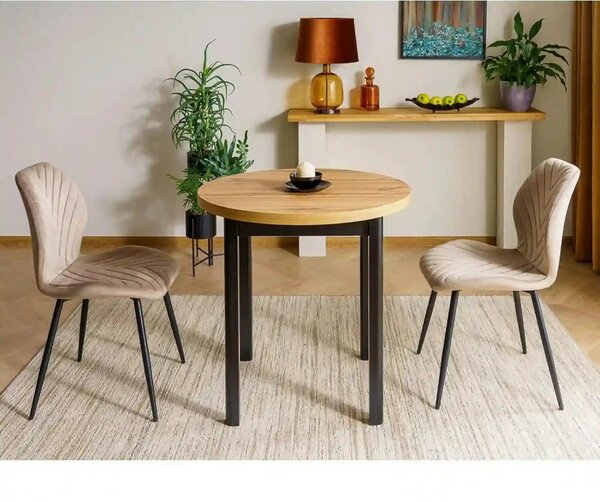 Masa ADAM, stejar artisan/negru, PAL laminat, 80x80x75 cm
