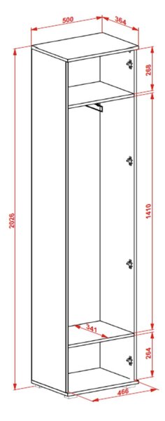 Dulap CLIF SL-50, alb, PAL laminat, cu o usa, 50x38x203 cm