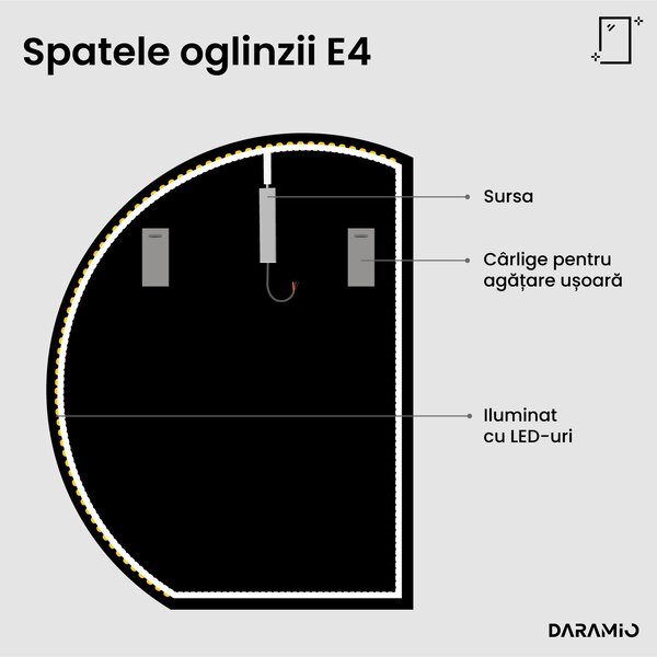 Daramio Oglindă de baie rotundă cu iluminare LED E4