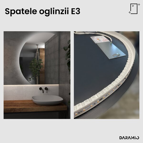 Daramio Oglindă de baie rotundă cu iluminare LED E3