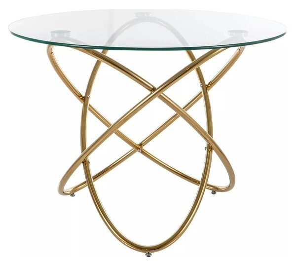 Masa ORBIT, transparent/auriu, sticla/metal, 100x75 cm