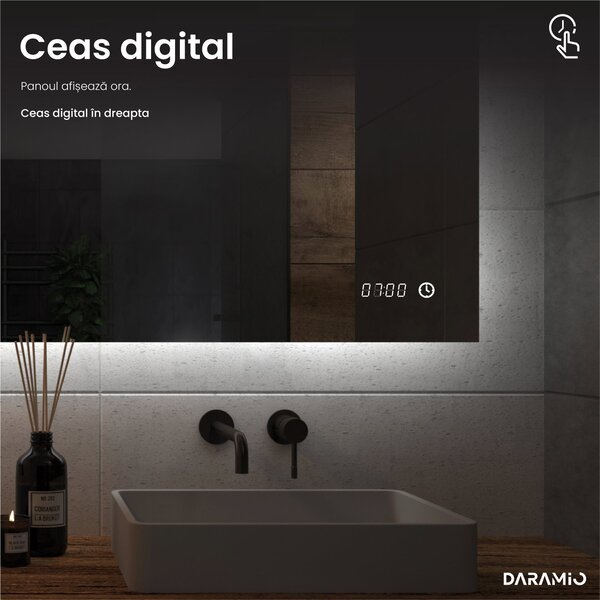 Daramio Oglindă de baie rotundă cu iluminare LED E3