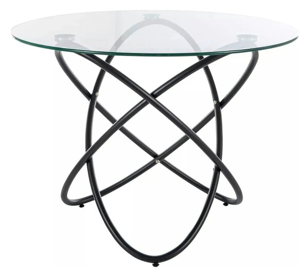 Masa ORBIT, transparent/negru, sticla/metal, 100x75 cm