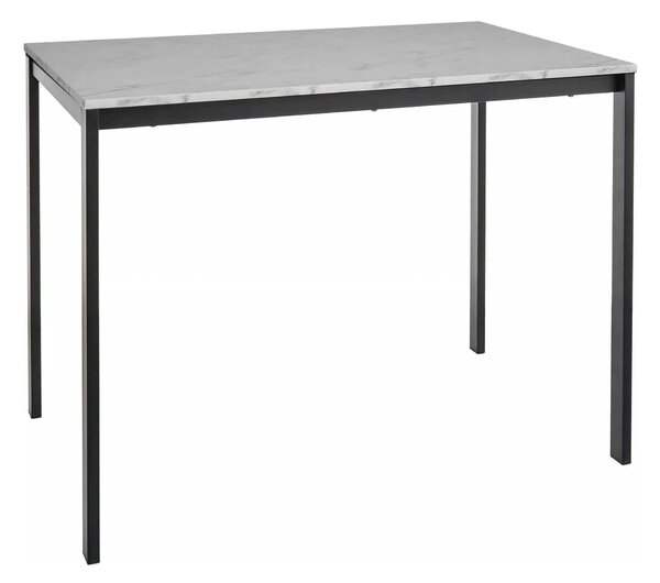 Masa MARIO, alb cu efect de marmura/negru, 100x60x75 cm