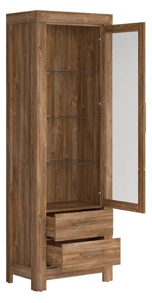 Vitrina GENT, stejar stirling, PAL laminat, cu iluminare LED, 68x42x20
