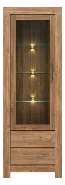 Vitrina GENT, stejar stirling, PAL laminat, cu iluminare LED, 68x42x20