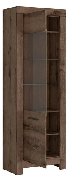Vitrina BALIN, stejar, PAL/sticla, cu iluminare LED, 68x40x197 cm