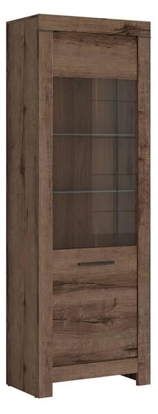 Vitrina BALIN, stejar, PAL/sticla, cu iluminare LED, 68x40x197 cm