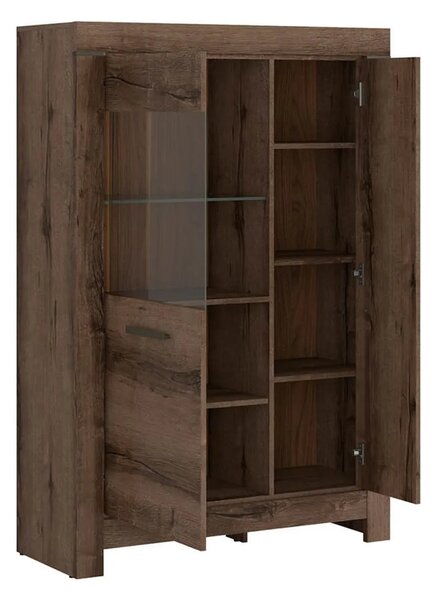 Vitrina BALIN, stejar, PAL/sticla, cu iluminare LED, 101x40x149 cm