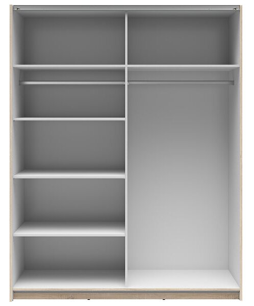 Dulap TETRIX, stejar sonoma/alb lucios, PAL, cu 2 usi, 154x60x196 cm