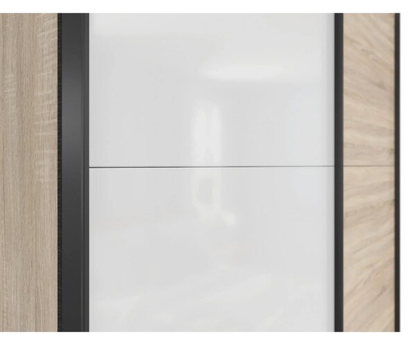 Dulap TETRIX, stejar sonoma/alb lucios, PAL, cu 2 usi, 154x60x196 cm