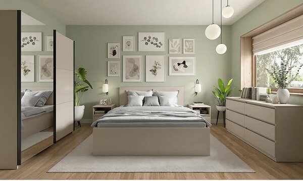 Dulap 2 usi cu oglinda TETRIX, alb lucios, PAL, 220x60x196 cm