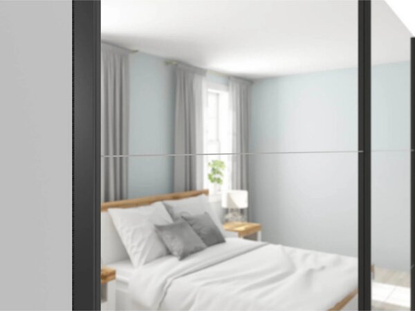 Dulap 2 usi cu oglinda TETRIX, alb lucios, PAL, 220x60x196 cm