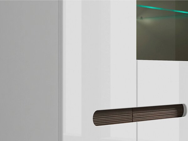Vitrina AZTECA TRIO, alb, PAL/sticla, cu iluminare LED, 90x41x145 cm