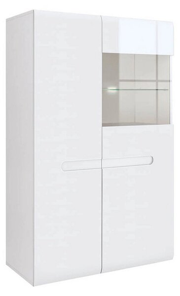 Vitrina AZTECA TRIO, alb, PAL/sticla, cu iluminare LED, 90x41x145 cm