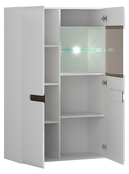 Vitrina AZTECA TRIO, alb, PAL/sticla, cu iluminare LED, 90x41x145 cm