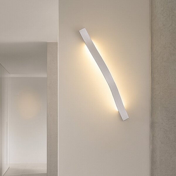 Lindby Aplică de perete LED Alvon, argintiu, înălțime 50 cm, metal, Metalic, Camera de zi / sufragerie, Metal, Modern