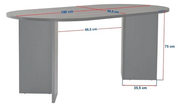 Masa SABLIN, nuc, PAL laminat, 180x90x75 cm