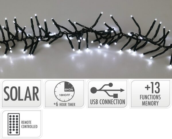 Ghirlandă solară LED 768xLED/3,7V/13 funcții 1200 mAh 8,6 m IP44 alb rece + telecomandă