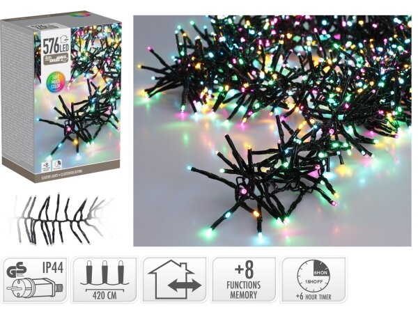 Instalație luminoasă LED de exterior pentru Crăciun 576xLED/230V/8 funcții 7,2 m IP44 multicolor