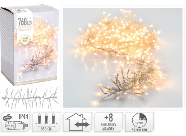 LED Ghirlandă de Crăciun pentru exterior 768xLED/230V/8 funcții 8,5 m IP44 alb cald
