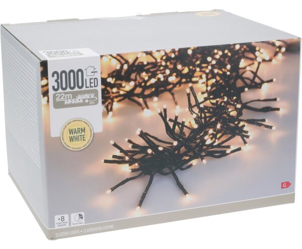Ghirlandă de Crăciun LED pentru exterior 3000xLED/230V/8 funcții 24,8 m IP44 alb cald