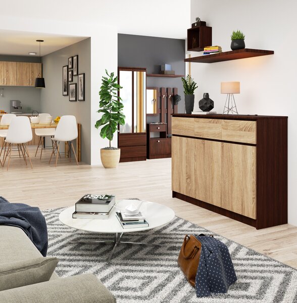 Comodă cu sertare Kuwait 3D 3D (wenge + stejar sonoma). Promo -21%. 1151974