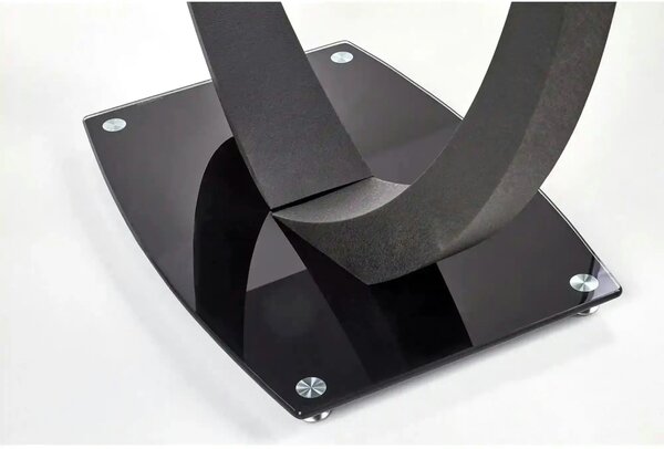 Masa ANTON, negru transparent/negru, sticla/metal, 140x80x75 cm