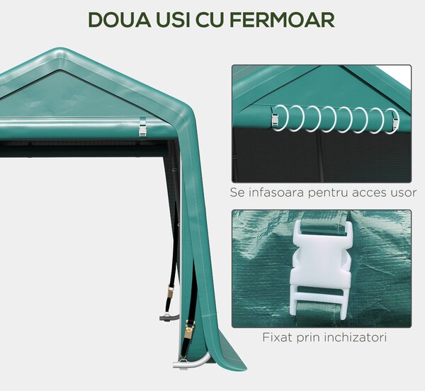Copertina pentru masini Outsunny pentru Exterior 2,4x2m, Tesatura PE, Verde | Aosom Romania