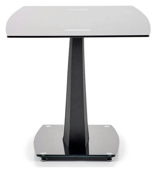 Masa ANTON, negru transparent/negru, sticla/metal, 140x80x75 cm
