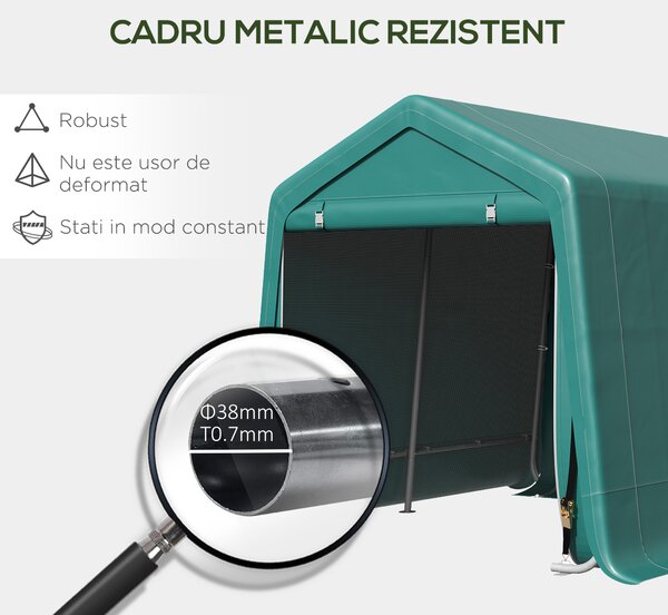 Copertina pentru masini Outsunny pentru Exterior 2,4x2m, Tesatura PE, Verde | Aosom Romania