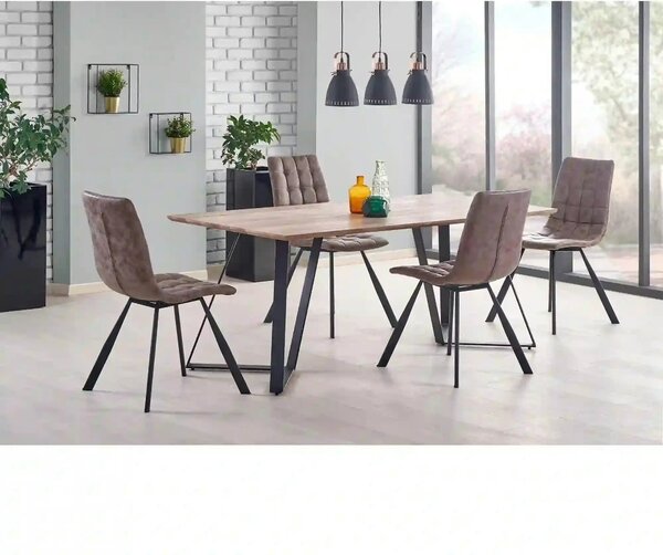 Masa CALGARY, nuc rustic/negru, 180x90x76 cm