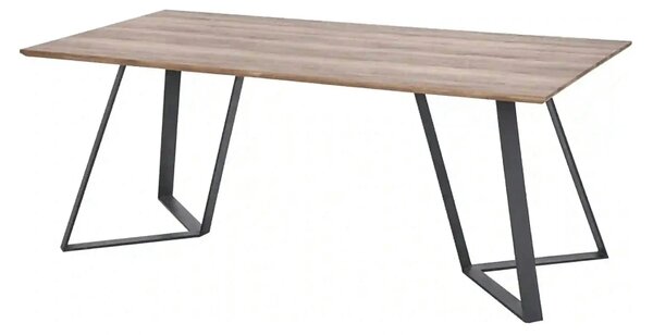 Masa CALGARY, nuc rustic/negru, 180x90x76 cm