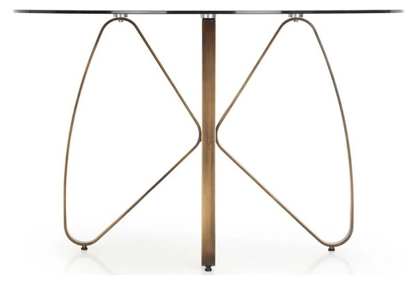Masa LUNGO, maro/auriu, sticla securizata/metal, 120x120x76 cm
