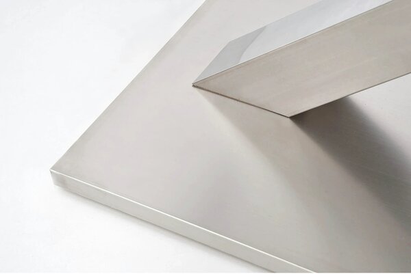 Masa alb lucios SANDOR, extensibila, alb/crom, 160/220x90x77 cm