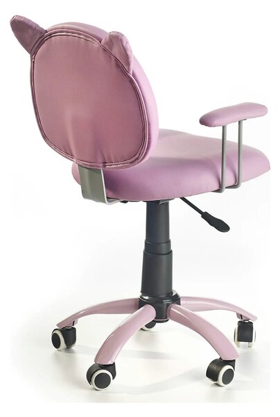 Scaun de birou copii roz KITTY, piele ecologica, 54x49x76/86 cm