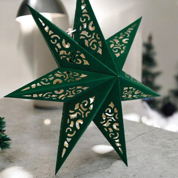 Stea de hartie pentru Craciun cu sapte colturi STARLET DELUXE 35 cm, verde