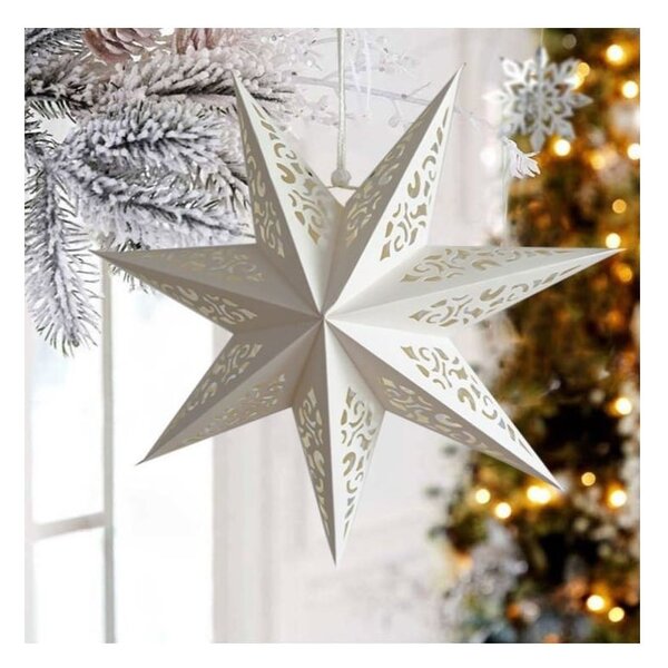 Stea de hartie de Craciun cu sapte colturi STARLET DELUXE 35 cm, alba
