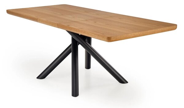 Masa mare living DERRICK, stejar natural/negru, 160/200x90x75 cm