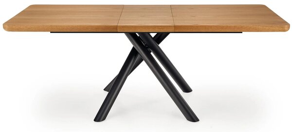 Masa mare living DERRICK, stejar natural/negru, 160/200x90x75 cm