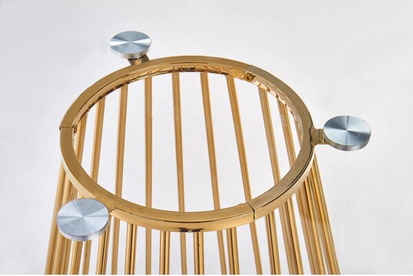 Masa sticla rotunda bucatarie LIVERPOOL, transparent/auriu, 120x120x75