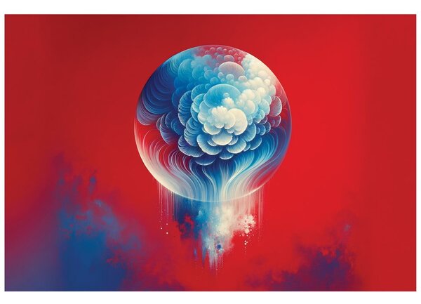 Tapet meduză abstractă albastru-roșu