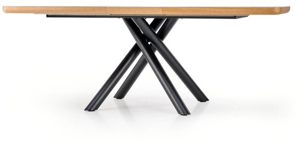 Masa mare living DERRICK, stejar natural/negru, 160/200x90x75 cm