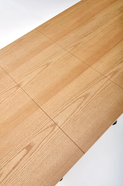 Masa mare living DERRICK, stejar natural/negru, 160/200x90x75 cm