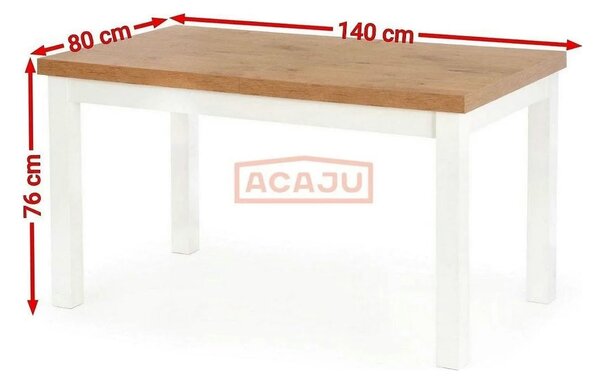 Masa TIAGO, stejar/alb, 140/220x80x76 cm