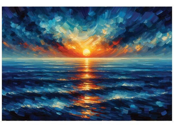 Fototapet apus dramatic de soare peste ocean