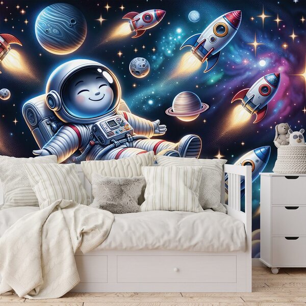 Fototapet astronaut vesel printre rachete