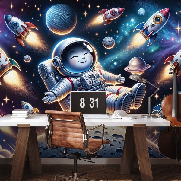 Fototapet astronaut vesel printre rachete