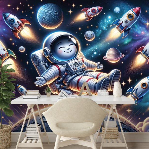 Fototapet astronaut vesel printre rachete