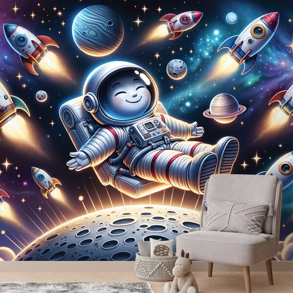 Fototapet astronaut vesel printre rachete